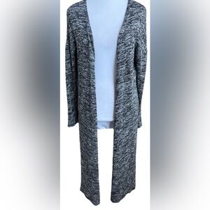 SEE YOU MONDAY Black & White Space Dyed Long Cardigan Duster Long Sleeve Small